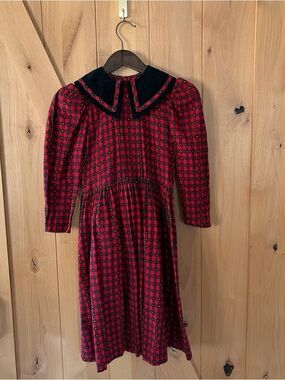 Vintage Wee Clancy Chelsea Scottish Lassie Dress Red Plaid Flannel Girls 8 USA